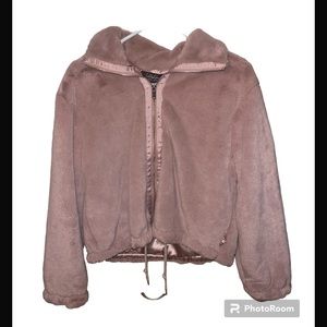 Coffee Shop Pink Faux Pink Fur Jacket